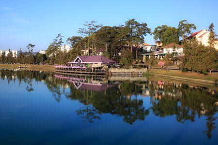 Purple house by the lakeのeditorial素材