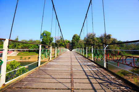 Suspension bridge in the forestの写真素材