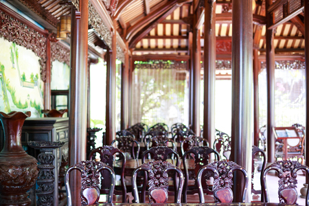 The house is made wooden with asian styleのeditorial素材