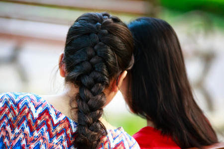 girl with pigtails hairstyleの写真素材