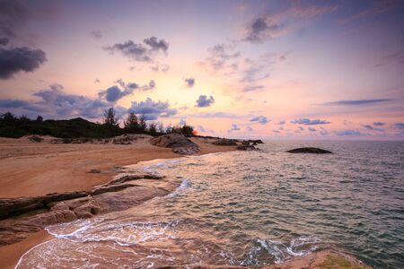 Beautiful dawn on a Deserted beach at HococVungtau Vietnamの写真素材