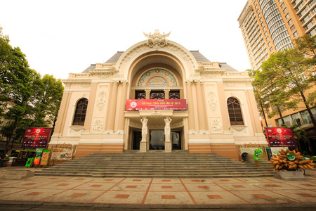 Hochiminh City Vietnam  April 4 2015: Saigon Opera House or the Opera House in Ho Chi Minh City Vietnam. It was built in 1897 by French architect Eugene Ferret.のeditorial素材