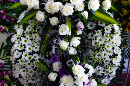 Chrysanthemums and white roses for the event closeup