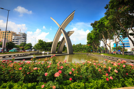 Ho Chi Minh City, Vietnam - June 9, 2015: the logos culture at the gateway airport of Tan Son Nhat in Hochiminh city, Vietnam. This logos located at Hoang Van Thu Park.のeditorial素材