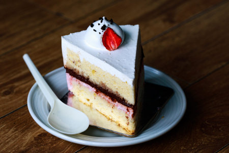 cake, cake Ice-cream on wood background