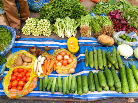 Hochiminh City, Vietnam - October 7, 2015: the farmer's vegetables are sold at the marketのeditorial素材