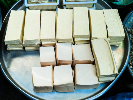 Soybeans and tofu are a good source of proteinの写真素材