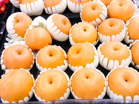 Asian Pears are printing high fiber, low calorie and its contain micronutrients print c important, for blood, bone and cardiovascular health.の写真素材