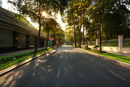 Hochiminh City, Vietnam - February 07, 2016: A crowded street  becomes quiet on the first of New...