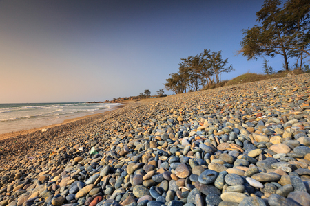 Pebbles beach in Co Thach coast, Vietnamの写真素材