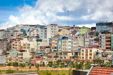 Da Lat City, Lam Dong Province, Vietnam - July 03, 2016 : the image of a crowded residential area in the city of Da Lat tourism to architecture brings many Asian beautyのeditorial素材