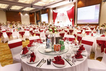 Ha Noi capital, VietNam - October 22, 2016 : setting table in a wedding party in Ha Noi cityのeditorial素材