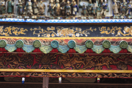 Phan Rang city, Viet Nam - December 25, 2016 : the decorative sculpture details outside a temple of the ancient Chinese people in Phan Rang city, Vietnamのeditorial素材