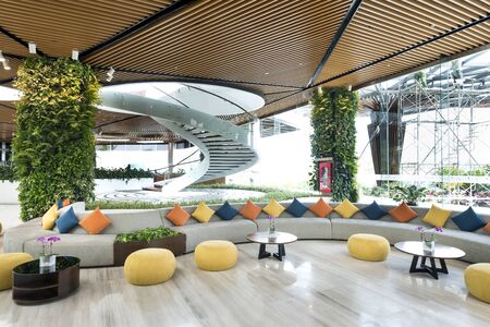 Flamingo Dai Lai Resort, Vinh Phuc, Vietnam - May 17, 2018: A type of interior decoration in a modern cafe in Flamingo resort, Dai Lai province, Vietnamのeditorial素材