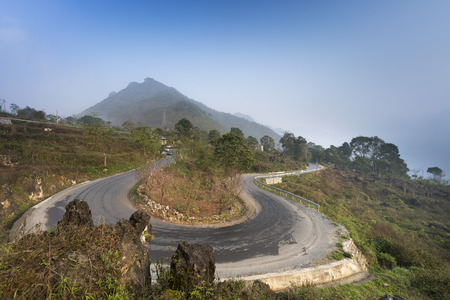 The road on the high mountain in the province Ha Giang, Vietnamの写真素材