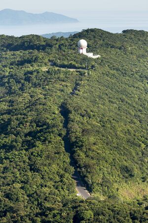 Son Tra Peninsula, Da Nang city, Vietnam - July 2, 2018: Radar station on the mountain near the sea at Son Tra Peninsula, Da Nang city, Vietnamのeditorial素材