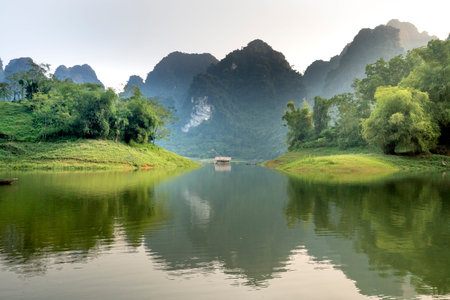 See the romantic and peaceful sunset in Thuong Lam, Tuyen Quang province, Vietnam