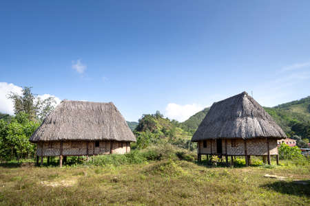 Thua Thien Hue Province, Vietnam - January 12, 2020: Photos of communal houses of ethnic minorities in Thua Thien Hue Province, Vietnam. The communal house is a community place for ethnic minoritiesのeditorial素材