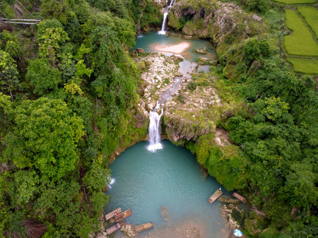 Chieng Khoa Waterfall, located in Chieng Khoa Commune, Van Ho District, Son La Province, is one of the ideal destinations for those who want to explorの写真素材