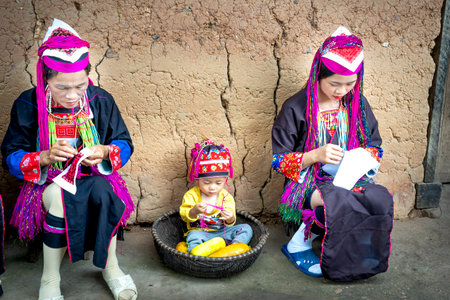 Binh Lieu District, Quang Ninh Province, Vietnam - July 4, 2020: A scene of daily life of an ethnic minority Dao Thanh Y family in Binh Lieu District, Quang Ninh Province, Vietnamのeditorial素材