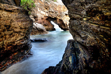 Cave on a sea cliff overlooking the sea in Nghe An province, Vietnam