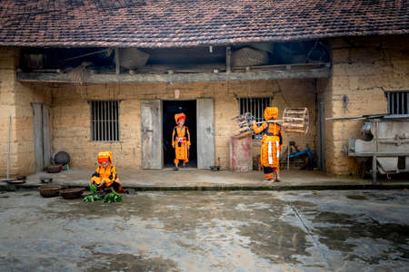 Ai Quoc commune, Loc Binh district, Lang Son - September 22, 2020: Live scene of Dao Lu Gang ethnic minority people in Ai Quoc commune, Loc Binh district, Lang Son, Vietnamのeditorial素材