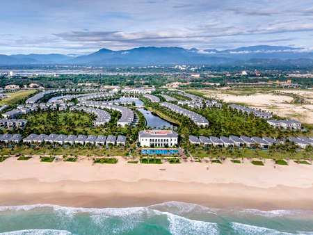 Vin Pearl five-star resort resort in Cam Ranh district, Khanh Hoa province, Vietnam- October 8, 2020: Overview of the five-star Vin Pearl resort from above. Built on the famous beach of Bai Daiのeditorial素材