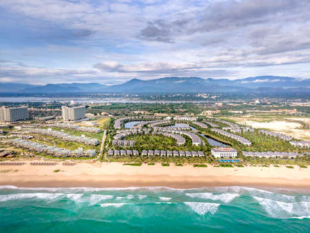 Vin Pearl five-star resort resort in Cam Ranh district, Khanh Hoa province, Vietnam- October 8, 2020: Overview of the five-star Vin Pearl resort from above. Built on the famous beach of Bai Daiのeditorial素材