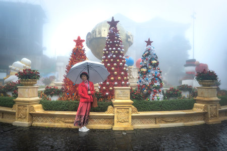 Bana Hills, Da Nang, Vietnam - November 26, 2020: Decorative miniatures to celebrate Christmas on Ba Na Hill, Da Nang, Vietnamのeditorial素材