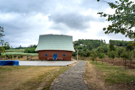 Typical house of J'rai people in central high land of Vietnam ( Rong house in Vietnamese)のeditorial素材