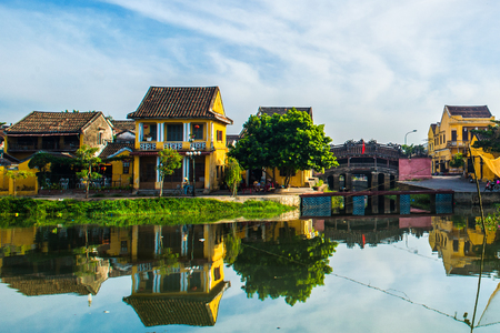 Hoi An, Vietnam - September 02, 2013: People are walking around the river in the morningのeditorial素材