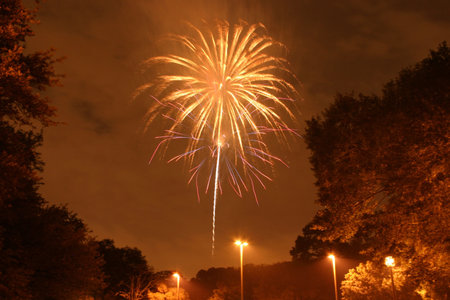 July 4th fireworks celebration in Houston, TXの写真素材