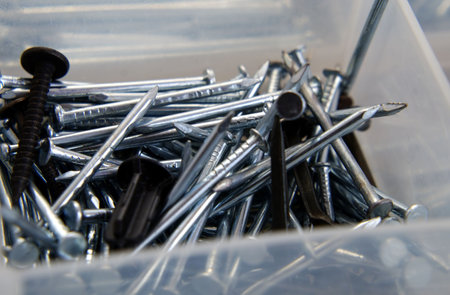 nail variety in a plastic boxの写真素材