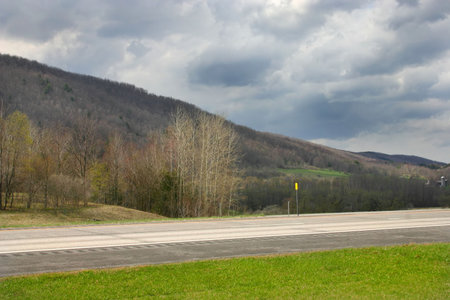 highway though upstate New York mountainsの写真素材