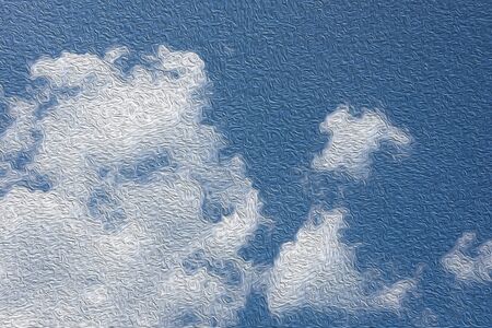 Oil painting technic color on the cloudy blue sky image background.の写真素材