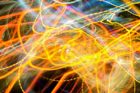 Light effect from car on the road with slow shutter speed background.の写真素材