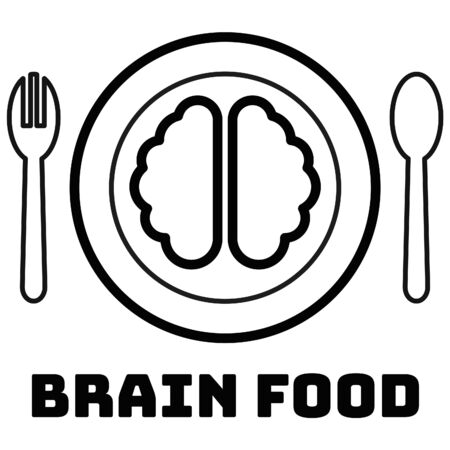 Flat vector design concept of brain food on top view.のイラスト素材