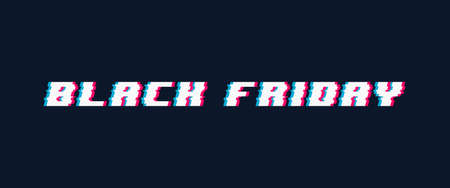 Black friday banner with glitch text effect on dark blue background.のイラスト素材