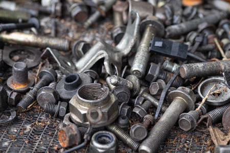 Close up view of rusty auto spare part scrap material.の写真素材