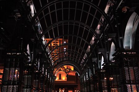 Covered alley at nightのeditorial素材