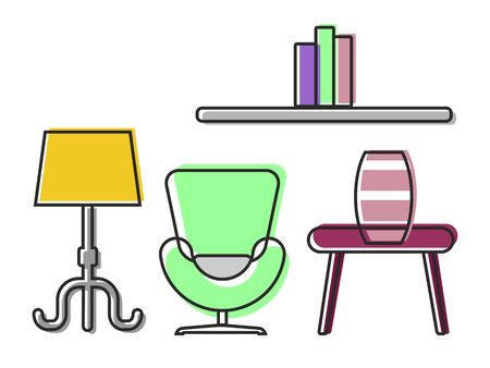 Modern home living room interior with comfortable furniture.Cartoon Vector illustration.のイラスト素材