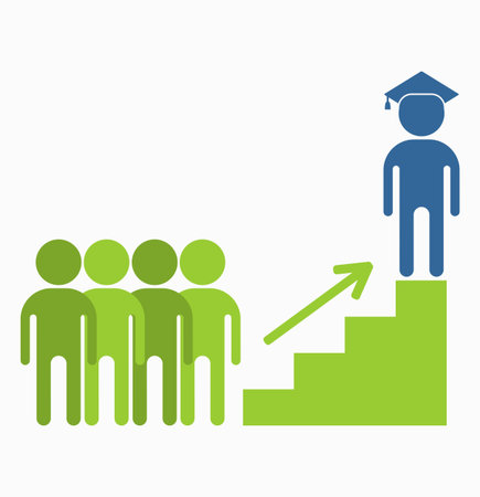 Concept educations icons.Leadership and underachievers concept. Flat vector illustration.のイラスト素材