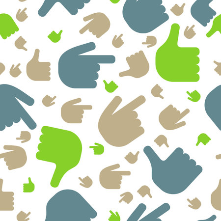 Gesture of approval. Seamless color wallpaper pattern.Cartoon flat vector illustration. Objects isolated on a background.のイラスト素材