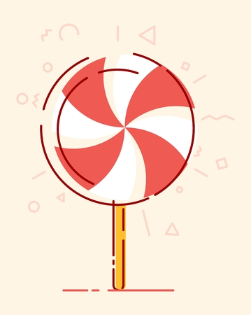 Lines simple  lollipop sketch. Sweet food icons flat style. Cartoon flat vector illustration. Objects isolated on a background.のイラスト素材