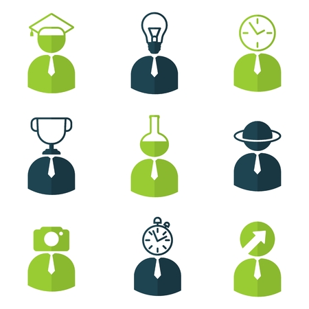 Education people icons set. Cartoon flat vector illustration. Objects isolated on a background.のイラスト素材