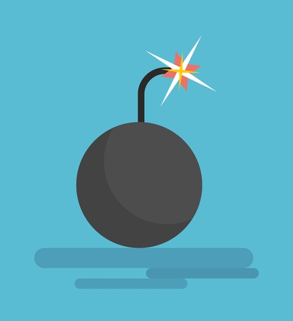Cartoon bomb ready to explode. Flat vector illustration. Objects isolated on a background.のイラスト素材