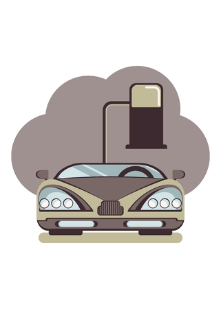 Ð¡onceptual image of a pollute cars. Cartoon flat vector illustration. Objects isolated on a background.のイラスト素材