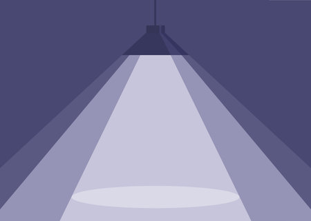 Spotlight of purple hanging lamp. Objects isolated on a white background. Flat vector illustration.のイラスト素材