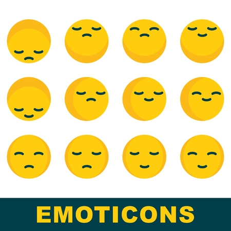 Set of emoticons, emoji isolated on white background. Objects isolated on a white background. Flat vector illustration.のイラスト素材