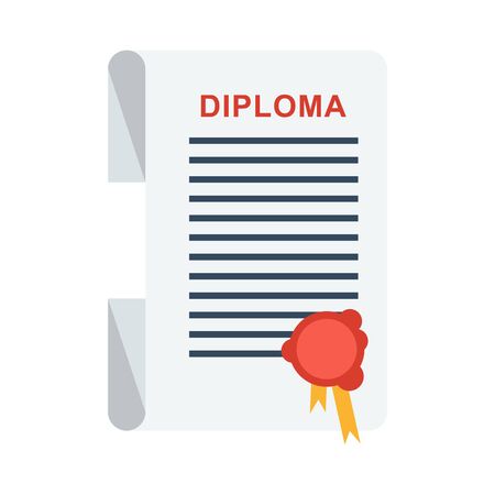 University diploma isolated. Cartoon flat vector illustration. Objects isolated on a white background.のイラスト素材
